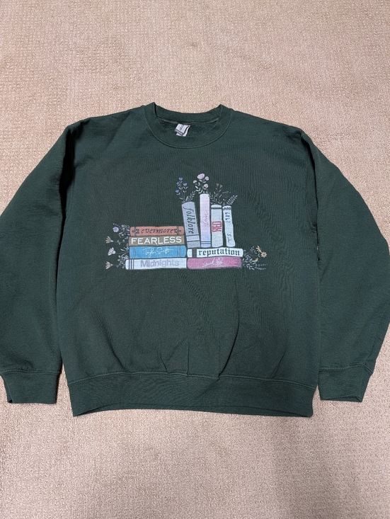 Gildan Tops - Taylor Swift Inspired Book Album Discography Dark Green Women's Sweatshirt M